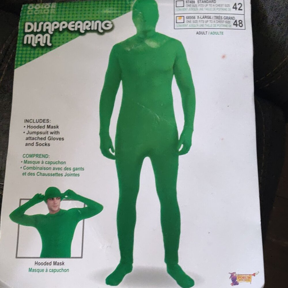 Men's Size XL Disappearing Man Costume Worn Once